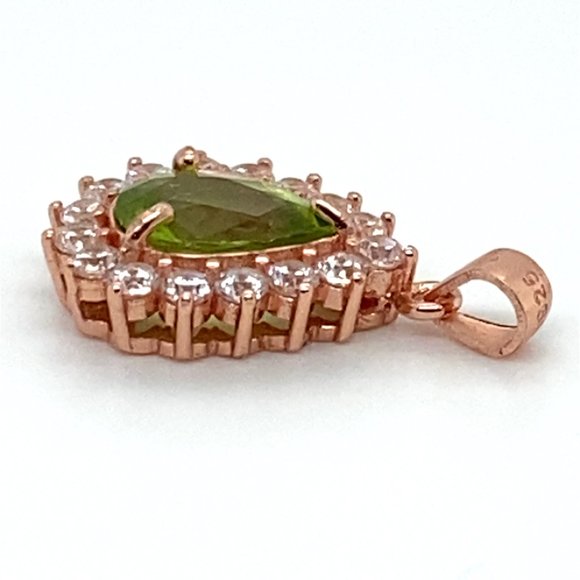 Peridot 1.32ct Rose Gold Finish Solid 925 Sterling Silver Pendant - Picture 4 of 7
